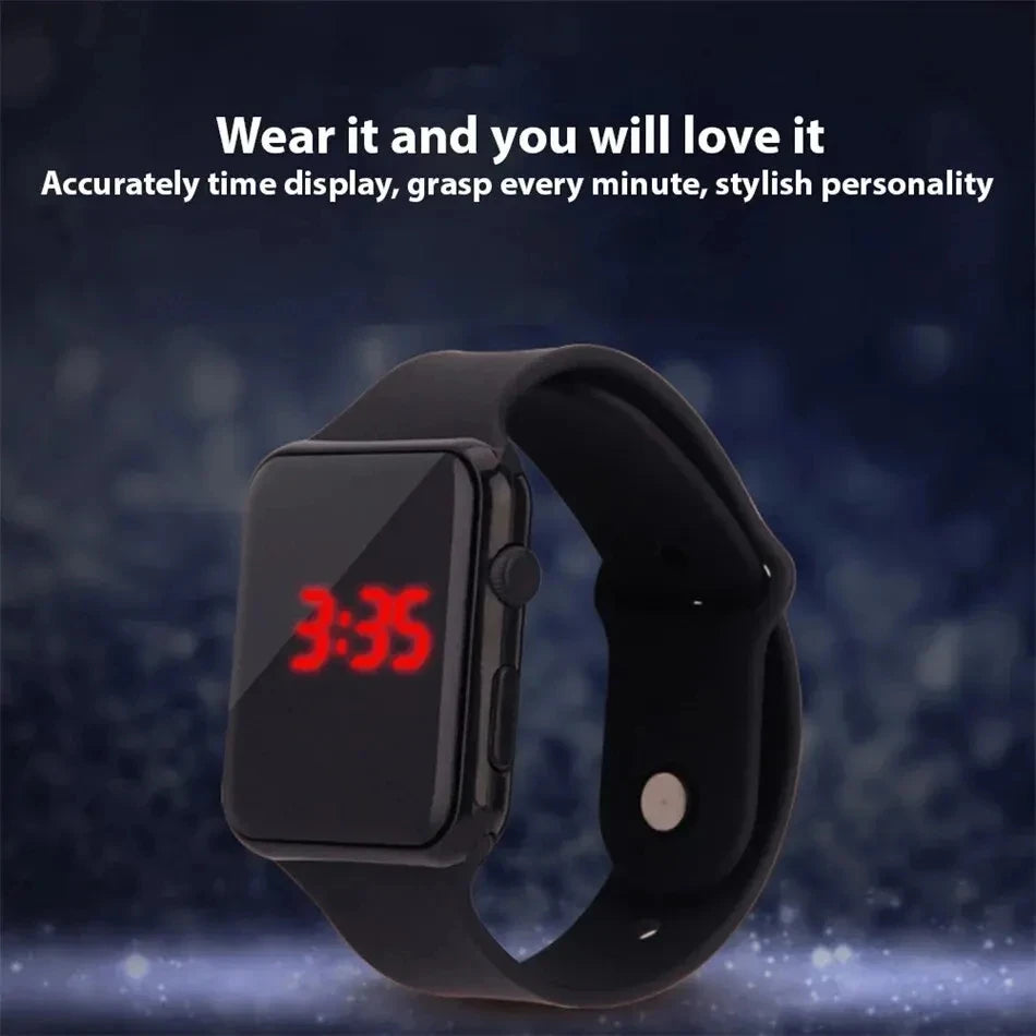 Black Silicone LED Watch